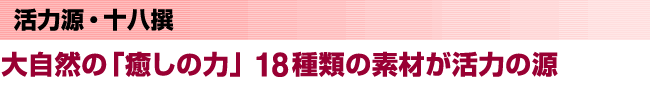 活力源・十八撰　物大自然の「癒しの力」18種類の素材が活力の源